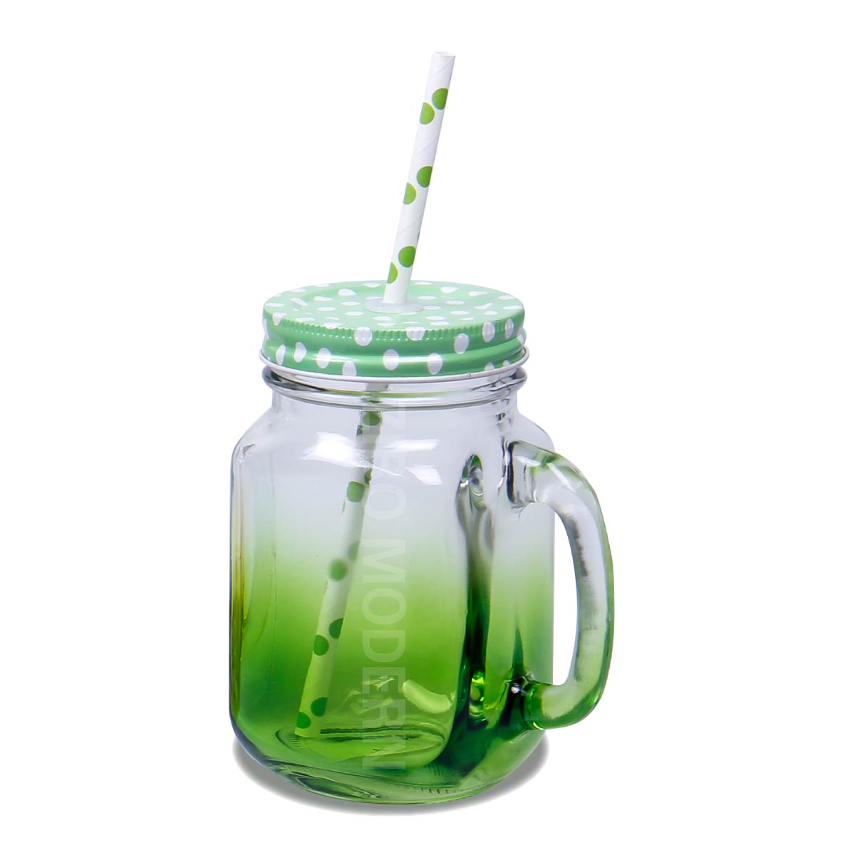 Old Fashioned Smooth Mason Jar Mugs With Handle and Straw - GB1230