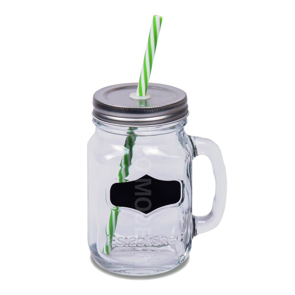 Old Fashioned Chalkboard Mason Jar Mugs With Handle and Straw - GB1224