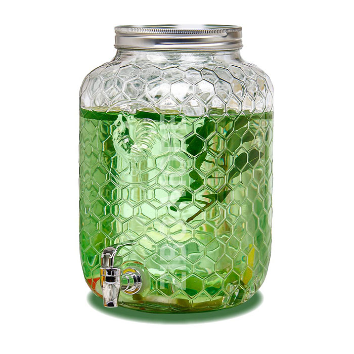 1.8 Gallon Glass Mason Jar Beverage Drink Dispenser