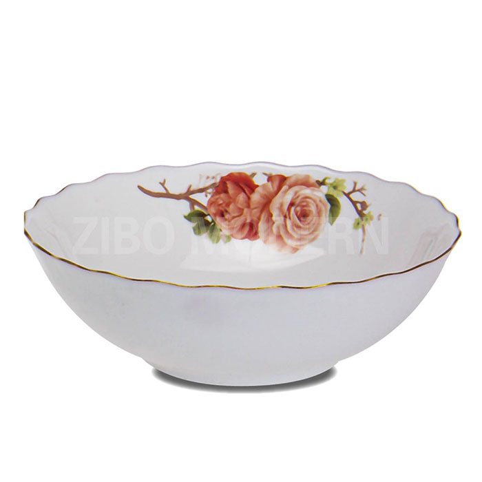 White Glass Gilt-edged Bowl Set Of 2