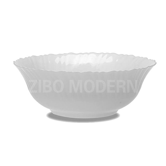 White Glass Wave Edged Mixing Bowl