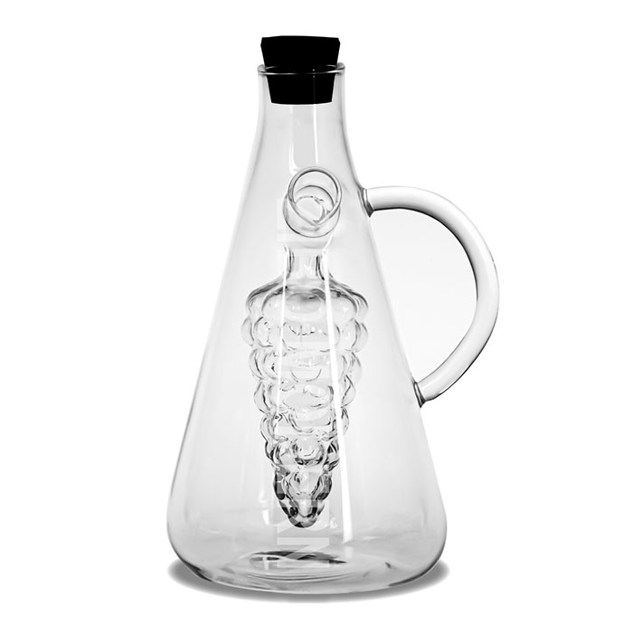 Handblown Glass Olive Oil Vinegar Cruet - 2 in 1 Oil and Vinegar Holder 50/500ml