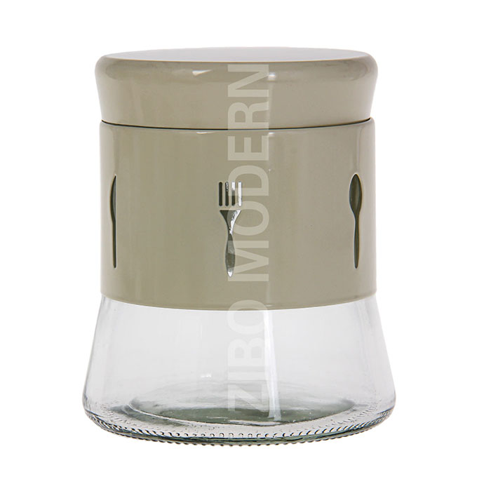 Coated Metal and Glass Canister with Airtight Lid