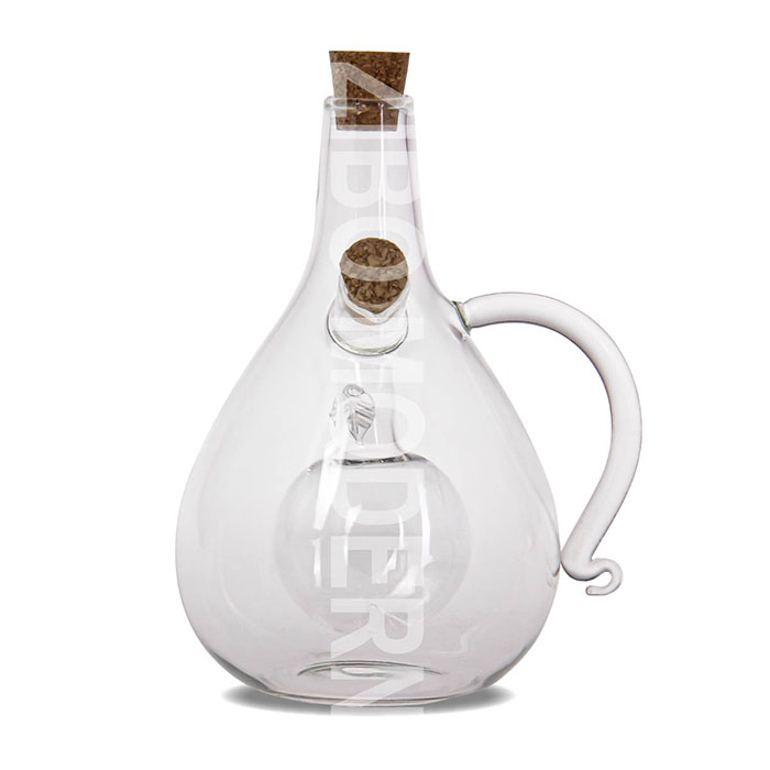 Handblown Glass Olive Oil Vinegar Cruet - 2 in 1 Oil and Vinegar Holder 75/425ml