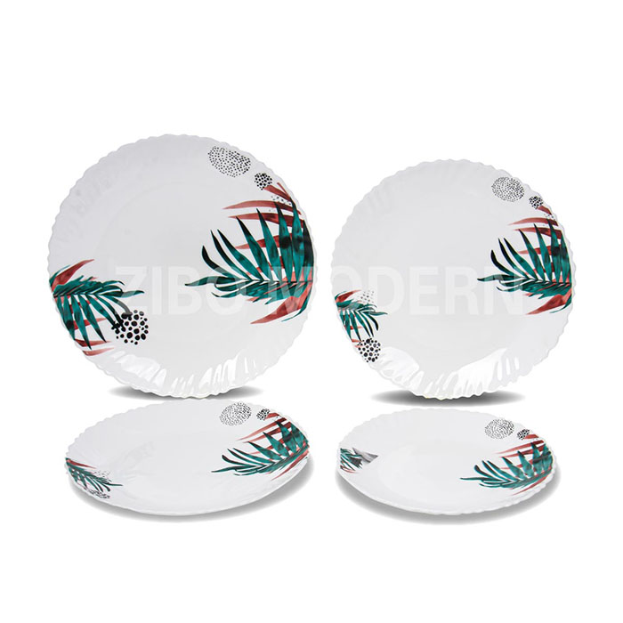 White Glass Dinner Plates set of 4