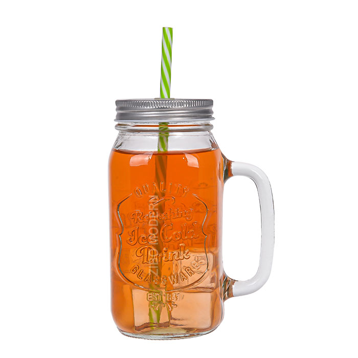 24 OZ Glass Drinking Mason Jar Mugs - Cold Beverage Drinking Glasses - Kitchen Storage Jars