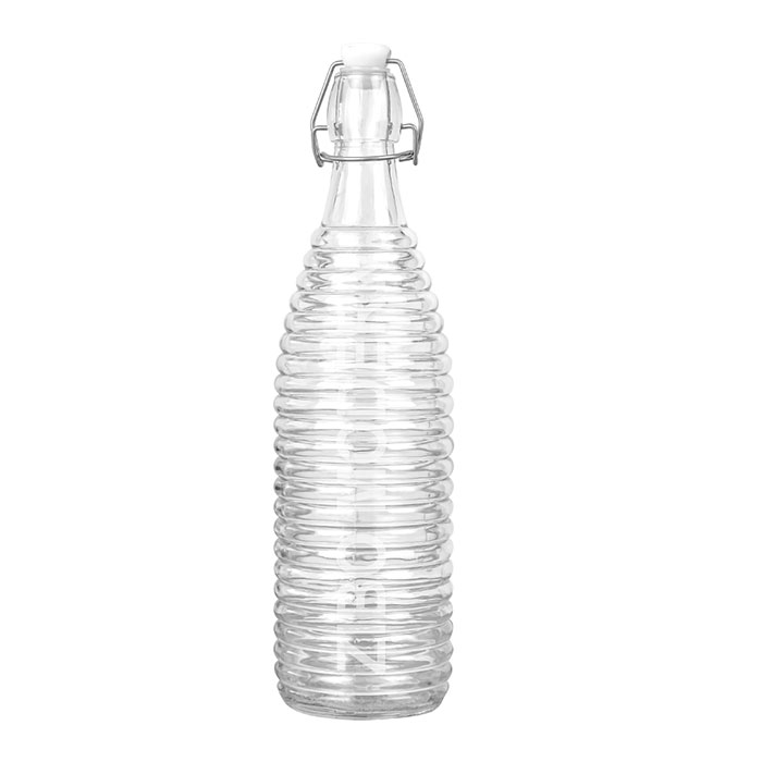 32Oz / 1L Glass Ribbed Swing Top Brewing Bottle With Stopper - For Beverages/Oil/ Vinegar/Kombucha/ 