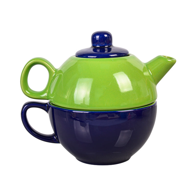 Multi-Color Porcelain Tea For One Include 15 Oz Tea Pot And 12 Oz Cup - Ceramic Tea for One