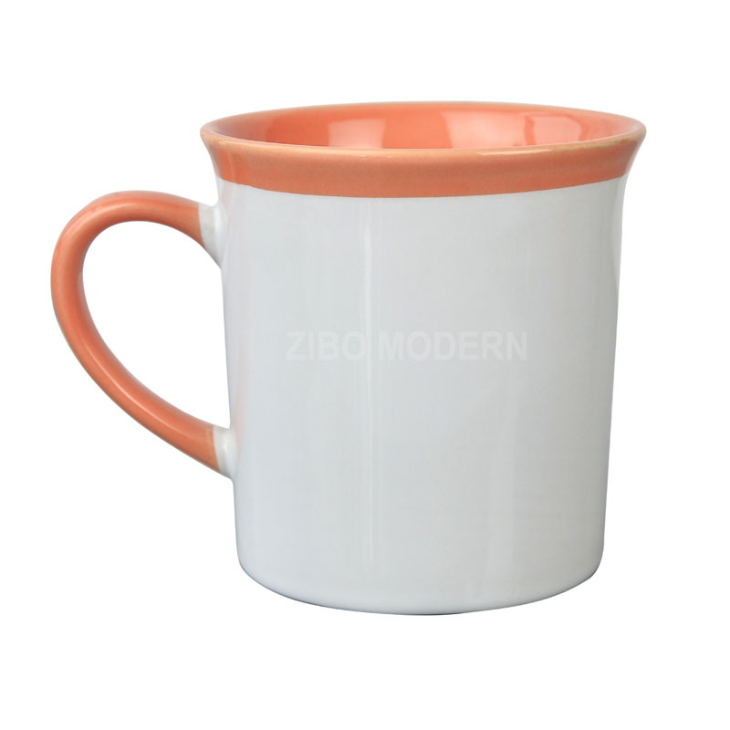 15 Oz /450 ML Customizable Multi-Colored Rim Porcelain Coffee/Tea Mug- Porcelain Coffee/Tea Mug, Stoneware