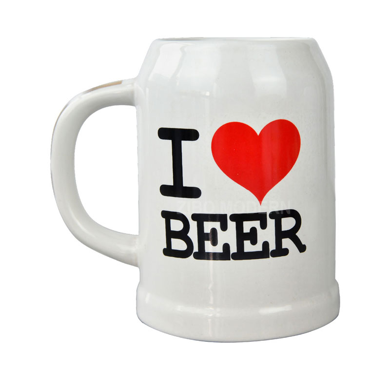 20 Oz /600 ML Customizable Stoneware White Beer Stein - Stoneware German Beer Mug, Ceramic Beer Mug