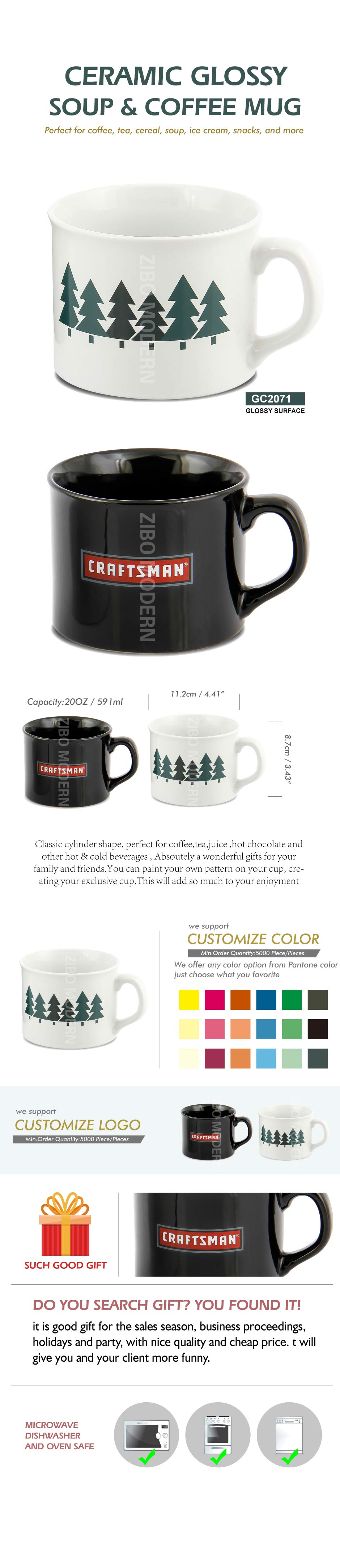 Ceramic Glossy Soup & Coffee Mug