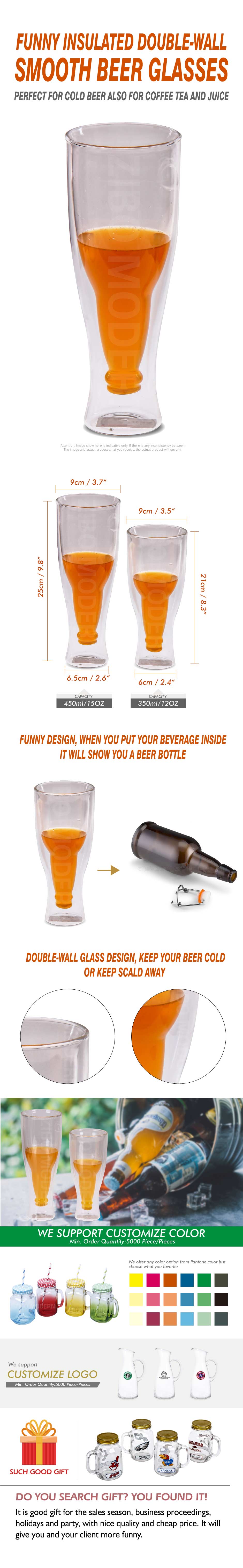 Funny Insulated double-Wall Smooth Beer Glasses