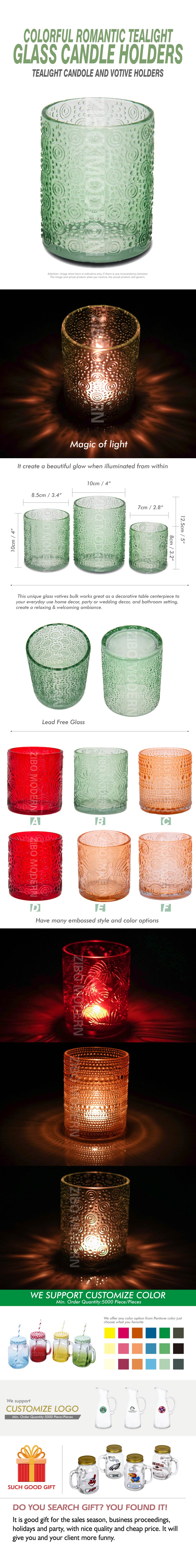 Colorful Romantic Tealight Glass Candle Holders - It create a beautiful glow when illuminated from within