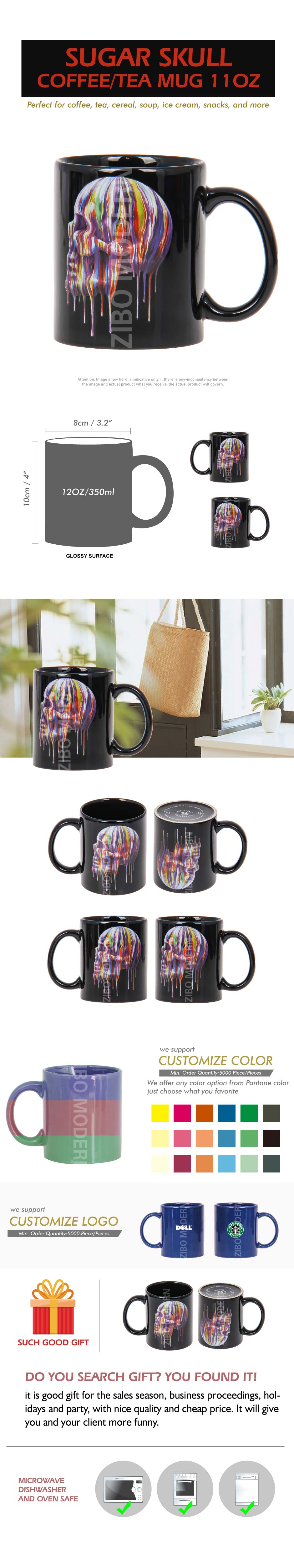 Sugar Skull Coffee/Tea Mug 11oz Perfect for coffee, tea, cereal, soup, ice cream, snacks, and more Pocerlain mugs cups drinkware chocolate milk tea mugs