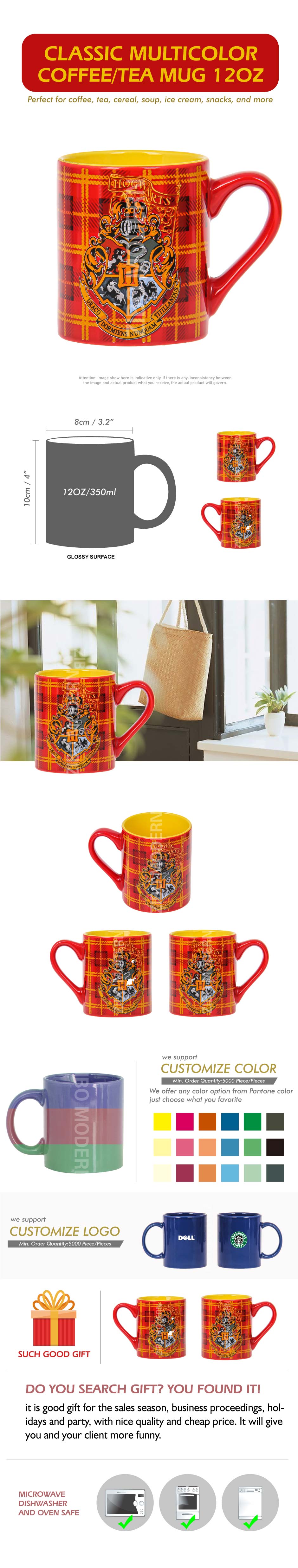 Classic Multicolor Coffee/Tea Mug 12oz Perfect for coffee, tea, cereal, soup, ice cream, snacks, and more Pocerlain mugs cups drinkware chocolate milk tea mugs